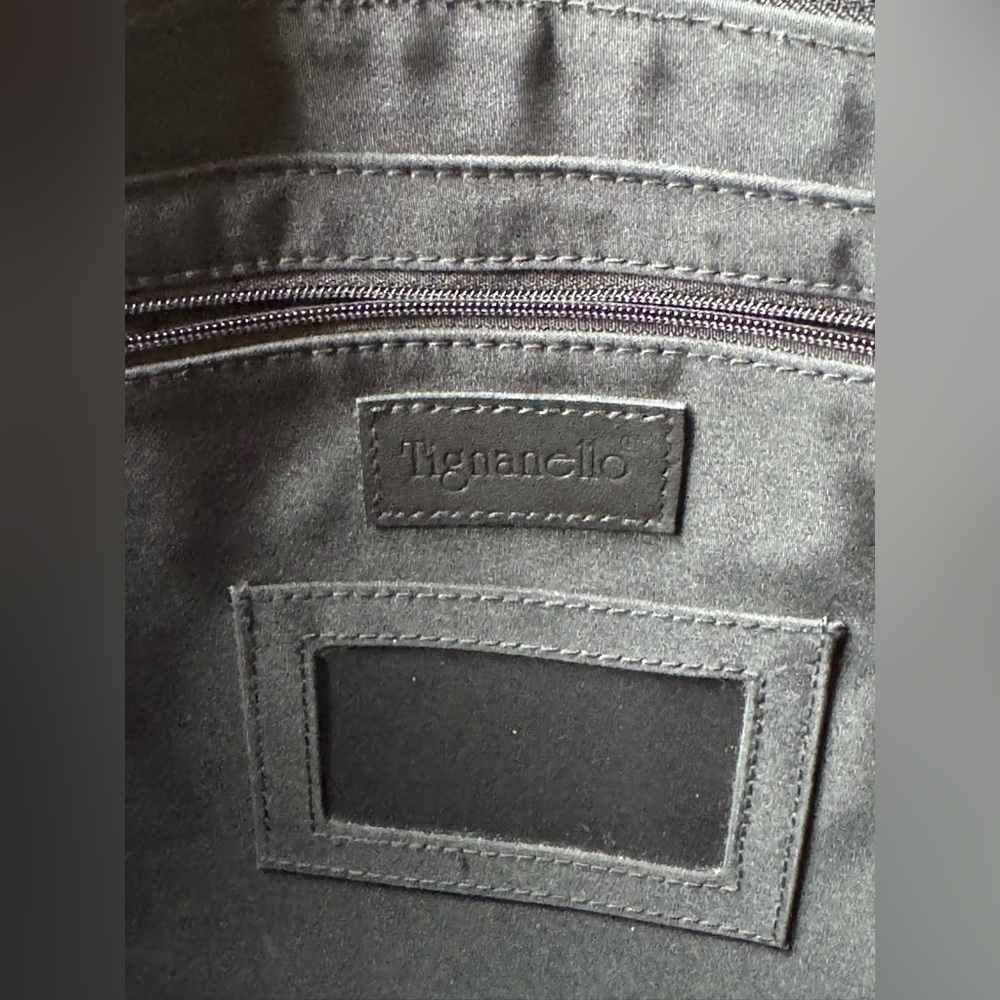 Tignanello Soft Black Leather Business Tote purse bag - Picture 4 of 10
